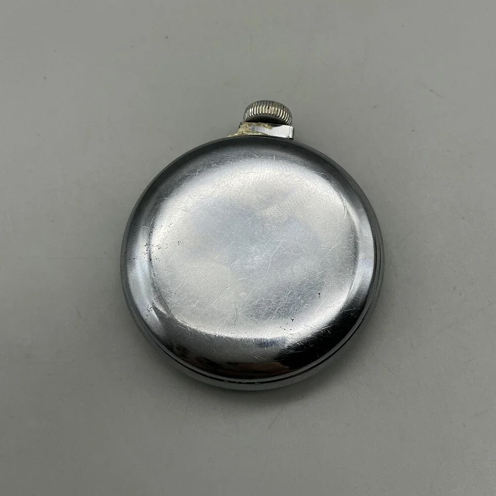 Vintage Ingraham Train Pocket Watch Men 50mm White Dial Manual Wind Not Running